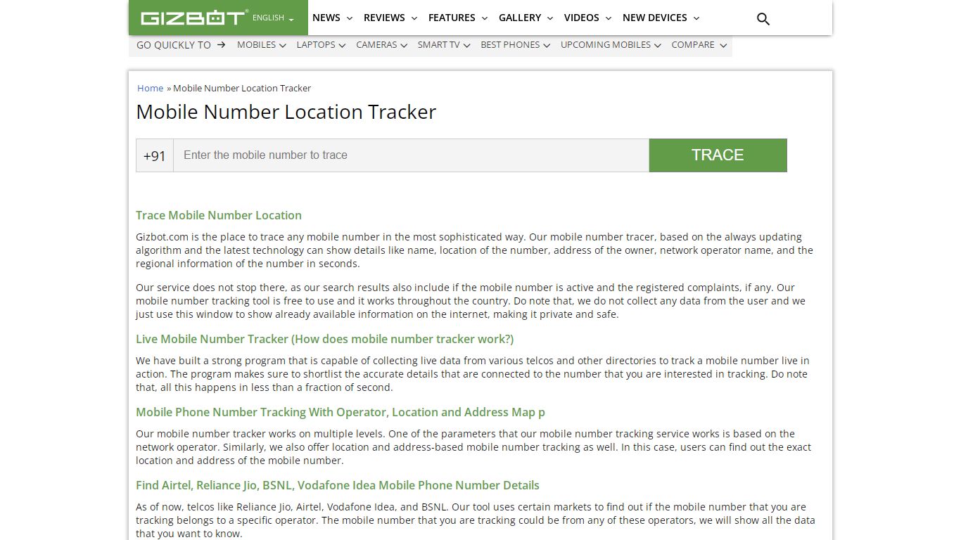 Mobile Number Location Tracker - www.gizbot.com/
